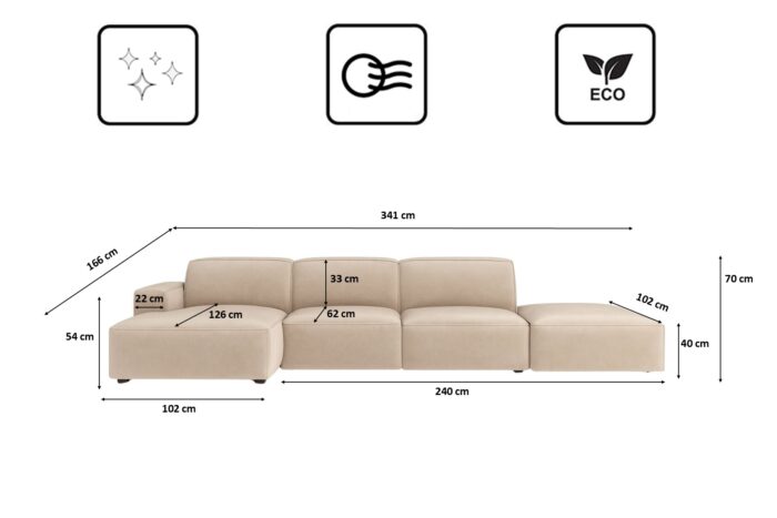 Ecksofa Cursal – modulares L-Sofa mit großzügigem Design stoff Salvador