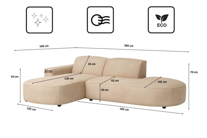 Ecksofa Cursal Atelier – modern, rund und unverwechselbar elegant stoff Salvador