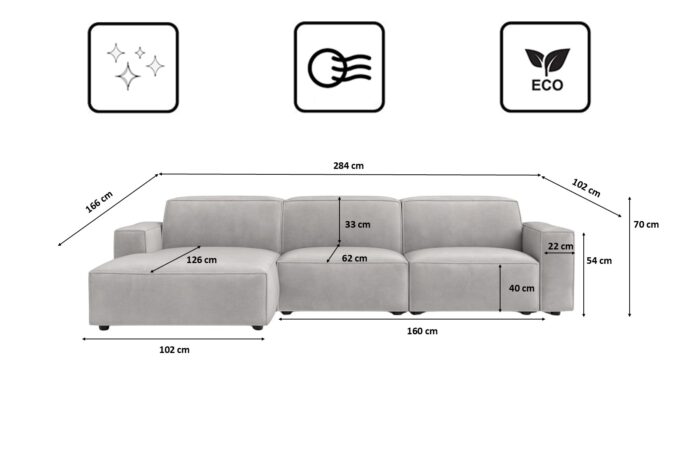 Ecksofa Cursal L-Form – modular, modern, unvergleichlich bequem stoff Salvador