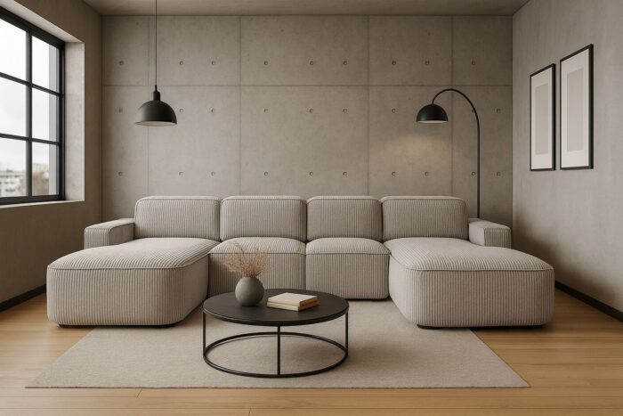 Ecksofa Cursal Round U-Form – großes modulares Sofa mit sanften Rundungen stoff Poso