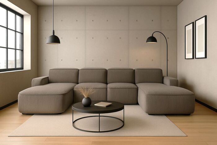 Ecksofa Cursal Round U-Form – großes modulares Sofa mit sanften Rundungen stoff Poso