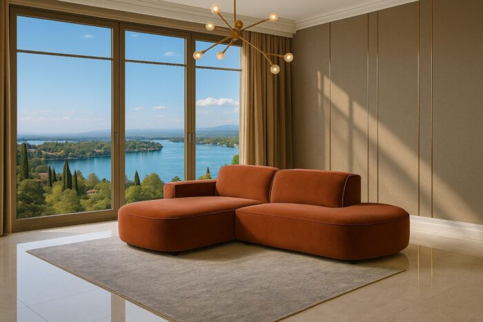 Ecksofa Cursal Atelier – modern, rund und unverwechselbar elegant stoff Salvador