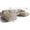 Ecksofa modernes U-Form Sofa mit Schlaffunktion und Bettkasten im Veloursstoff Monolith TOKYO U PREMIUM
