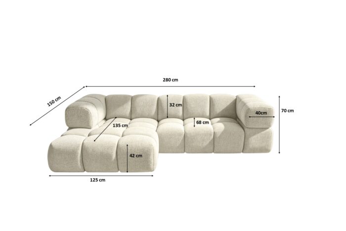 Ecksofa modernes Designsofa mit luxuriösem Strukturstoff im Stoff Puente AVERRO