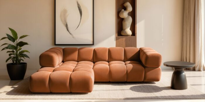 Ecksofa luxuriöses Velours-Sofa mit außergewöhnlichem Komfort im Stoff Bluvel modernes AVERRO