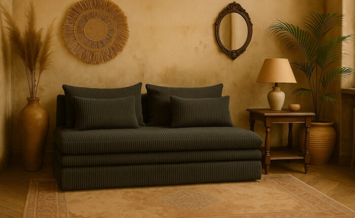 Schlafsofa Nelia im Cordstoff Poso – modern, kompakt und mit Schlaffunktion