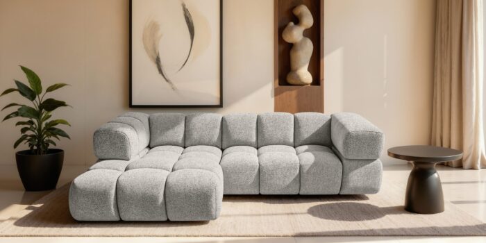 Ecksofa modernes Designsofa mit luxuriösem Strukturstoff im Stoff Puente AVERRO