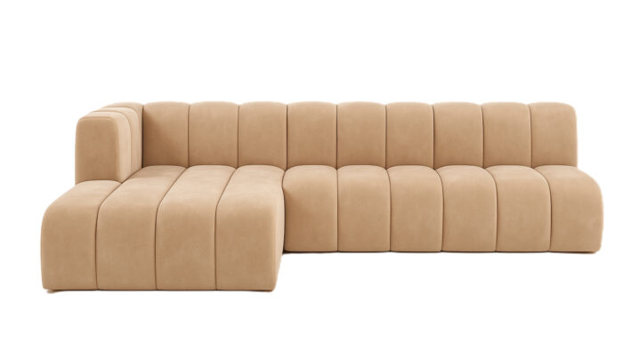 Moderne Ecksofa aus Veloursstoff Salvador – außergewöhnlicher Komfort und ein designstarkes Erscheinungsbild. Grand L 295 cm