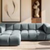 Ecksofa luxuriöses Velours-Sofa mit außergewöhnlichem Komfort im Stoff Bluvel modernes AVERRO