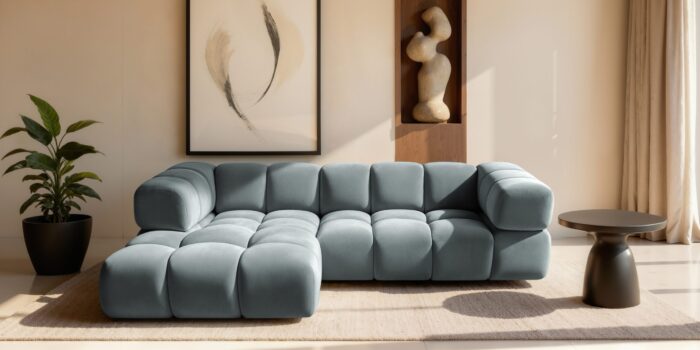 Ecksofa luxuriöses Velours-Sofa mit außergewöhnlichem Komfort im Stoff Bluvel modernes AVERRO