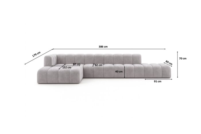 Luxus-Ecksofa, luxuriöses modulares Premium-Sofa im Veloursstoff Salvador GRAND L mit Hocker
