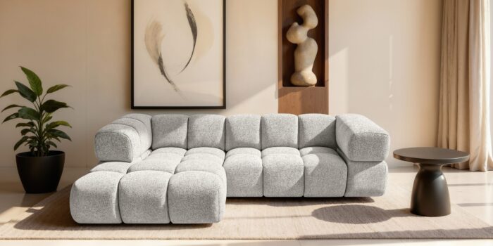 Ecksofa modernes Designsofa mit luxuriösem Strukturstoff im Stoff Puente AVERRO