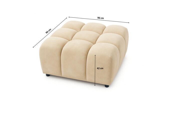 Hocker luxuriöser, moderner Modulhocker im Veloursdesign im Stoff Bluvel BOLLA