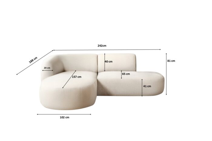 Ecksofa modernes Sofa mit natürlicher Struktur und elegantem Design LUNA im Stoff LINS