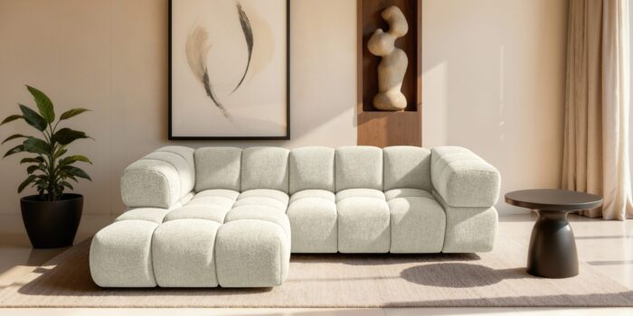 Ecksofa modernes Designsofa mit luxuriösem Strukturstoff im Stoff Puente AVERRO