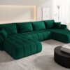 Ecksofa modernes U-Form Sofa mit Schlaffunktion und Bettkasten im Veloursstoff Monolith TOKYO U PREMIUM