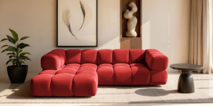 Ecksofa luxuriöses Velours-Sofa mit außergewöhnlichem Komfort im Stoff Bluvel modernes AVERRO