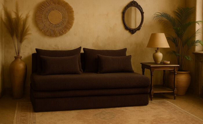 Schlafsofa Nelia im Cordstoff Poso – modern, kompakt und mit Schlaffunktion