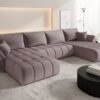 Ecksofa modernes U-Form Sofa mit Schlaffunktion und Bettkasten im Veloursstoff Monolith TOKYO U PREMIUM