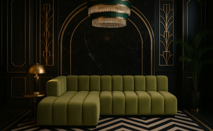 Moderne Ecksofa aus Veloursstoff Salvador – außergewöhnlicher Komfort und ein designstarkes Erscheinungsbild. Grand L 295 cm