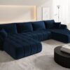 Ecksofa modernes U-Form Sofa mit Schlaffunktion und Bettkasten im Veloursstoff Monolith TOKYO U PREMIUM
