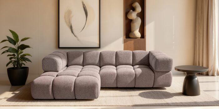 Ecksofa modernes Designsofa mit luxuriösem Strukturstoff im Stoff Puente AVERRO