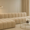 Luxus-Ecksofa, luxuriöses modulares Premium-Sofa im Veloursstoff Salvador GRAND L mit Hocker