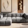 Ecksofa luxuriöses Velours-Sofa mit außergewöhnlichem Komfort im Stoff Bluvel modernes AVERRO