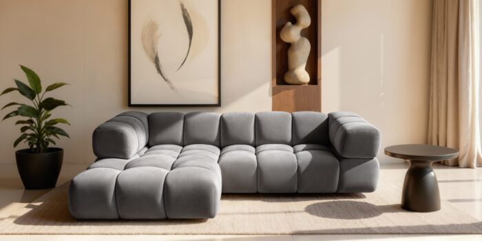 Ecksofa luxuriöses Velours-Sofa mit außergewöhnlichem Komfort im Stoff Bluvel modernes AVERRO