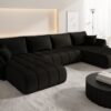 Ecksofa modernes U-Form Sofa mit Schlaffunktion und Bettkasten im Veloursstoff Monolith TOKYO U PREMIUM