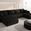 Ecksofa modernes U-Form Sofa mit Schlaffunktion und Bettkasten im Veloursstoff Monolith TOKYO U PREMIUM