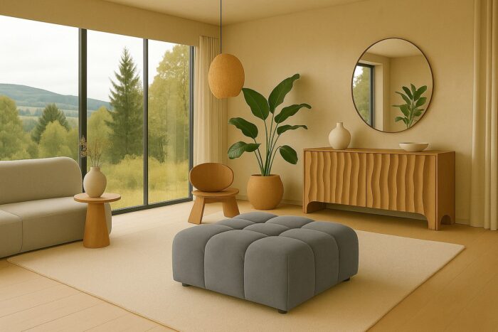 Hocker luxuriöser, moderner Modulhocker im Veloursdesign im Stoff Bluvel BOLLA