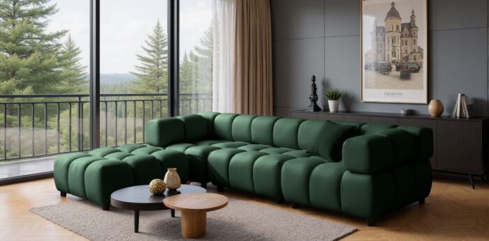 Ecksofa modernes, luxuriöses Samt-Designsofa im Stoff Bluvel BOLLA