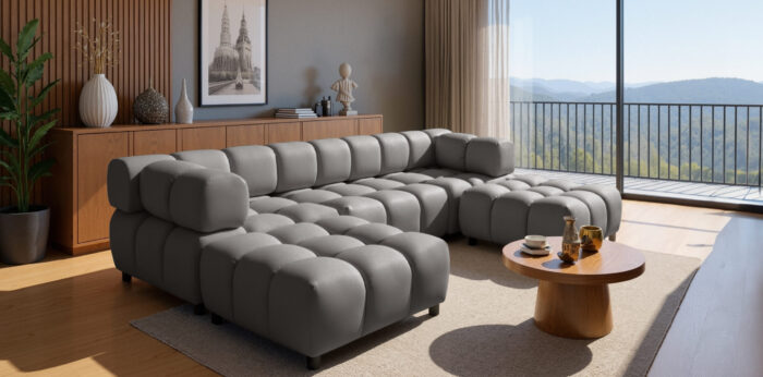 Ecksofa großes, luxuriöses Modulsofa in modernem Design im Stoff Bluvel BOLLA