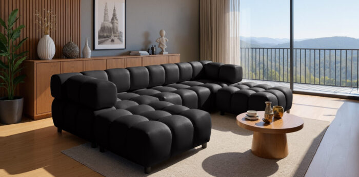 Ecksofa großes, luxuriöses Modulsofa in modernem Design im Stoff Bluvel BOLLA