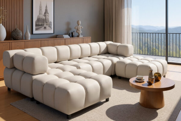 Ecksofa großes, luxuriöses Modulsofa in modernem Design im Stoff Bluvel BOLLA