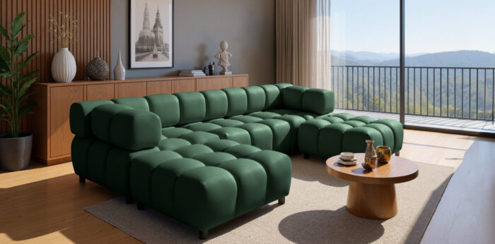 Ecksofa großes, luxuriöses Modulsofa in modernem Design im Stoff Bluvel BOLLA