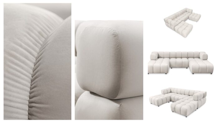 Ecksofa großes, luxuriöses Modulsofa in modernem Design im Stoff Bluvel BOLLA