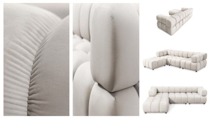 Ecksofa modernes, luxuriöses Samt-Designsofa im Stoff Bluvel BOLLA