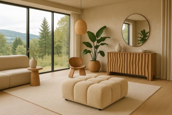 Hocker luxuriöser, moderner Modulhocker im Veloursdesign im Stoff Bluvel BOLLA