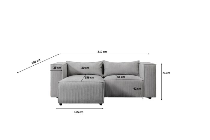 Ecksofa im Cordstoff LINCOLN modernes Premium-Design und außergewöhnlicher Komfort MODULO