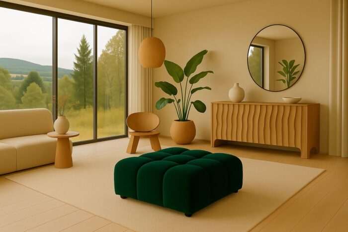 Hocker luxuriöser, moderner Modulhocker im Veloursdesign im Stoff Bluvel BOLLA