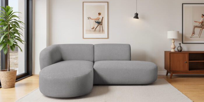 Ecksofa modernes Sofa mit natürlicher Struktur und elegantem Design LUNA im Stoff LINS