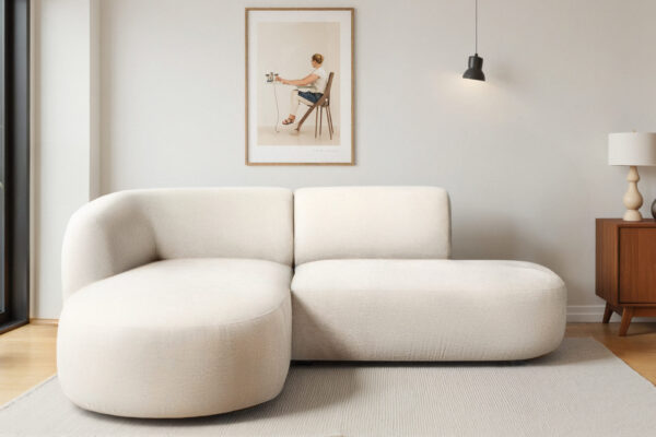Ecksofa modernes Sofa mit natürlicher Struktur und elegantem Design LUNA im Stoff LINS