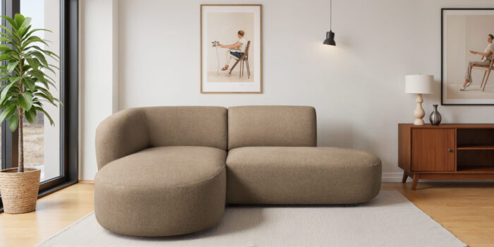 Ecksofa modernes Sofa mit natürlicher Struktur und elegantem Design LUNA im Stoff LINS