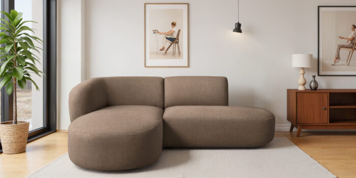 Ecksofa modernes Sofa mit natürlicher Struktur und elegantem Design LUNA im Stoff LINS