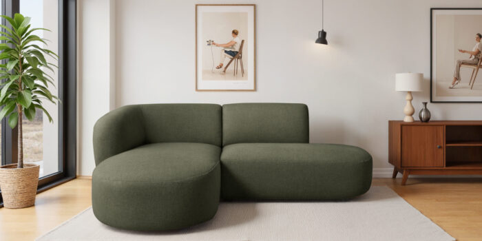 Ecksofa modernes Sofa mit natürlicher Struktur und elegantem Design LUNA im Stoff LINS