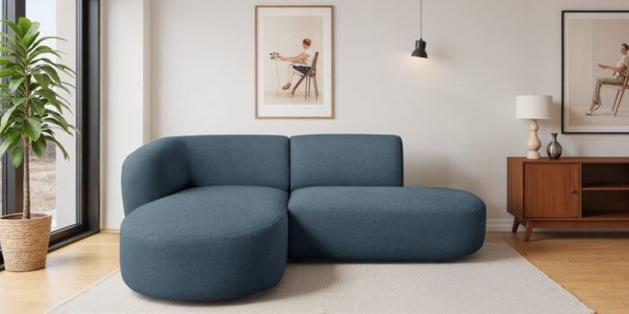 Ecksofa modernes Sofa mit natürlicher Struktur und elegantem Design LUNA im Stoff LINS