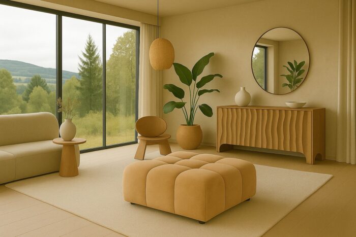 Hocker luxuriöser, moderner Modulhocker im Veloursdesign im Stoff Bluvel BOLLA