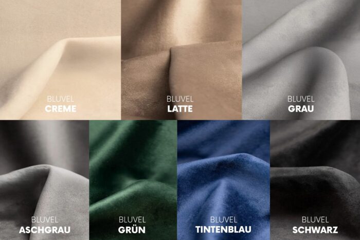 Hocker luxuriöser, moderner Modulhocker im Veloursdesign im Stoff Bluvel BOLLA